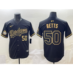 MLB Dodgers 50 Betts Black Gold Nike Cool Base Men Jersey MLB Dodgers 50 Betts Black Gold Nike Cool Base Men Jersey