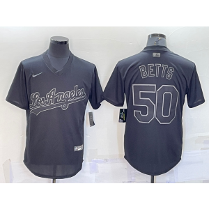 MLB Dodgers 50 Mookie Betts Black Nike Cool Base Men Jersey