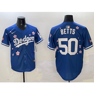 MLB Dodgers 50 Mookie Betts Blue 2025 Tokyo Series Nike Cool Base Men Jersey 1 MLB Dodgers 50 Mookie Betts Blue 2025 Tokyo Series Nike Cool Base Men Jersey 1