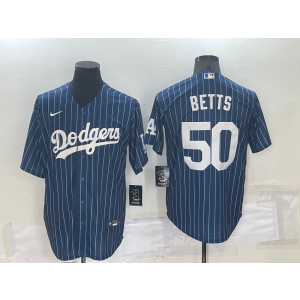 MLB Dodgers 50 Mookie Betts Blue Nike Cool Base Men Jersey
