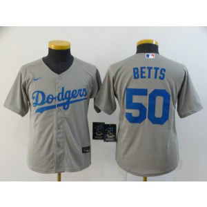 MLB Dodgers 50 Mookie Betts Grey Cool Base Nike Youth Jersey MLB Dodgers 50 Mookie Betts Grey Cool Base Nike Youth Jersey