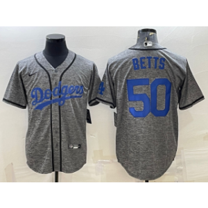 MLB Dodgers 50 Mookie Betts Grey Nike Cool Base Men Jersey