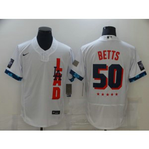 MLB Dodgers 50 Mookie Betts White 2021 All-Star Flexbase Men Jersey