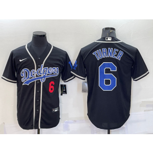 MLB Dodgers 6 Trea Turner Black Nike Cool Base Men Jersey