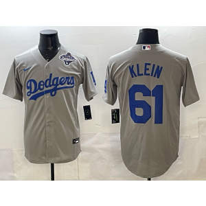 MLB Dodgers 61 KLEIN Grey 2025 World Series Champion Nike Cool Base Men Jersey MLB Dodgers 61 KLEIN Grey 2025 World Series Champion Nike Cool Base Men Jersey