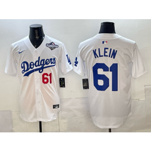 MLB Dodgers 61 Klein White 2025 World Series Nike Cool Base Men Jersey MLB Dodgers 61 Klein White 2025 World Series Nike Cool Base Men Jersey