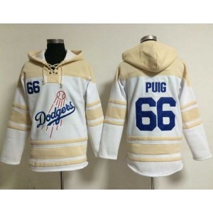 MLB Dodgers 66 Yasiel Puig White Men Sweatshirt Hoodie
