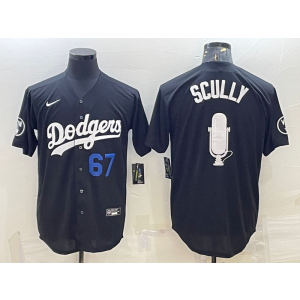 MLB Dodgers 67 Vin Scully Black Blue Nike Flexbase Men Jersey