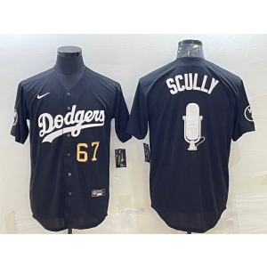 MLB Dodgers 67 Vin Scully Black Gold Nike Flexbase Men Jersey