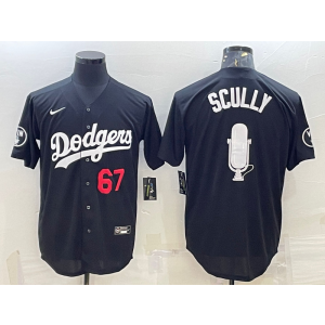 MLB Dodgers 67 Vin Scully Black Red Nike Flexbase Men Jersey