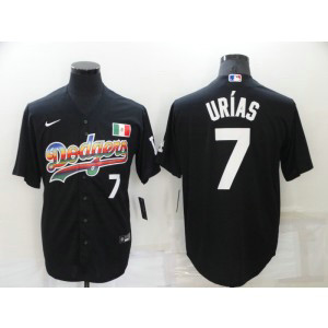 MLB Dodgers 7 Julio Urias Black Rainbow Nike Cool Base Men Jersey 1