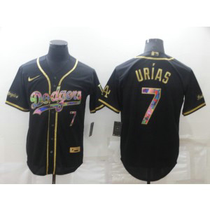 MLB Dodgers 7 Julio Urias Black Rainbow Nike Cool Base Men Jerseys