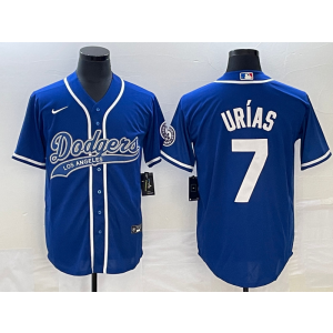 MLB Dodgers 7 Julio Urias Blue Baseball Nike Cool Base Men Jersey