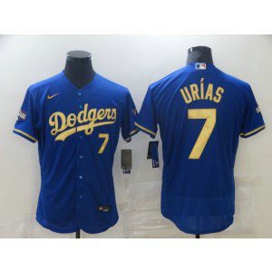 MLB Dodgers 7 Julio Urias Blue Gold Champion Nike Flexbase Men Jersey