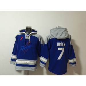 MLB Dodgers 7 Julio Urias Blue Pullover Hoodie