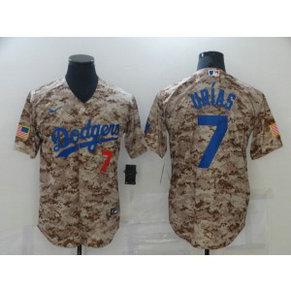 MLB Dodgers 7 Julio Urias Camo Nike Cool Base Men Jersey 1