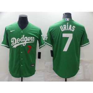 MLB Dodgers 7 Julio Urias Green Nike New Cool Base Men Jersey