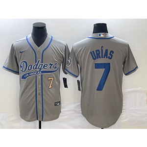 MLB Dodgers 7 Julio Urias Grey Baseball Logo Nike Cool Base Men Jersey