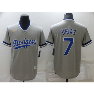 MLB Dodgers 7 Julio Urias Grey Throwback Men Jersey