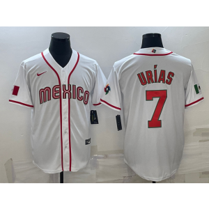 MLB Dodgers 7 Julio Urias Mexico White Red Nike Cool Base Men Jersey