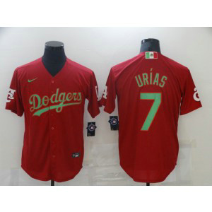 MLB Dodgers 7 Julio Urias Red Cool Base Men Jersey