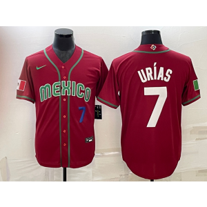 MLB Dodgers 7 Julio Urias Red Mexico 2023 World Series Men Jersey