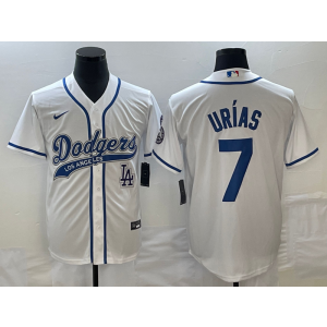 MLB Dodgers 7 Julio Urias White Baseball Logo Nike Cool Base Men Jersey