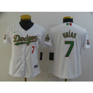 MLB Dodgers 7 Julio Urias White Cool Base Women Jersey