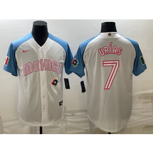 MLB Dodgers 7 Julio Urias White Mexico Nike Cool Base Men Jerseys
