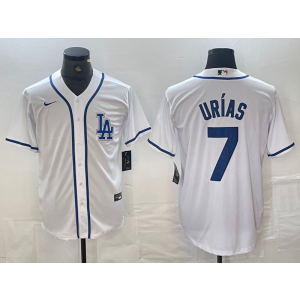 MLB Dodgers 7 Julio Urias White Nike Cool Base Men Jersey