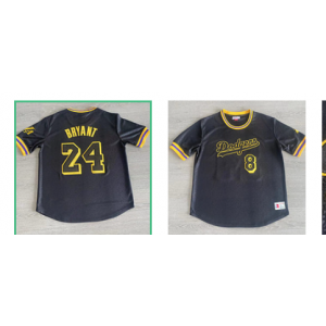 MLB Dodgers 8 & 24 Kobe Bryant Black Nike Cool Base Men Jersey