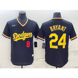 MLB Dodgers 8 & 24 Kobe Bryant Black Nike Thorwback Men Jersey