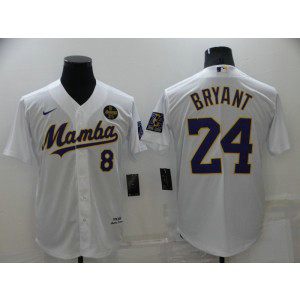 MLB Dodgers 8 & 24 Kobe Bryant Mamba White Nike Cool Base Men Jersey