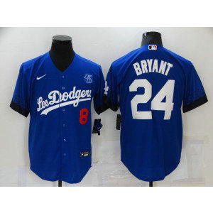 MLB Dodgers 8 & 24 Kobe Bryant Royal 2021 City Connect Cool Base Men Jersey