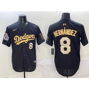 MLB Dodgers 8 Enrique Hernández Black Gold Nike Cool Base Men Jersey MLB Dodgers 8 Enrique Hernández Black Gold Nike Cool Base Men Jersey