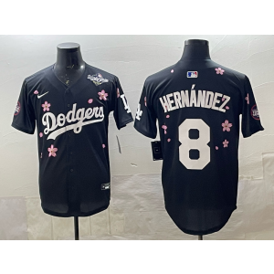 MLB Dodgers 8 Hernandez Black 2025 World Series Nike Cool Base Men Jersey MLB Dodgers 8 Hernandez Black 2025 World Series Nike Cool Base Men Jersey