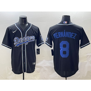 MLB Dodgers 8 Hernandez Black Blue Nike Cool Base Men Jersey MLB Dodgers 8 Hernandez Black Blue Nike Cool Base Men Jersey