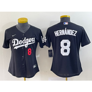 MLB Dodgers 8 Hernandez Black Nike Cool Base Women Jersey MLB Dodgers 8 Hernandez Black Nike Cool Base Women Jersey