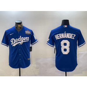 MLB Dodgers 8 Hernandez Blue 2024 World Series Nike Cool Base Men Jersey MLB Dodgers 8 Hernandez Blue 2024 World Series Nike Cool Base Men Jersey