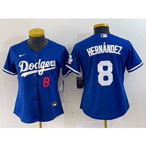 MLB Dodgers 8 Hernandez Blue Nike Cool Base Women Jersey MLB Dodgers 8 Hernandez Blue Nike Cool Base Women Jersey