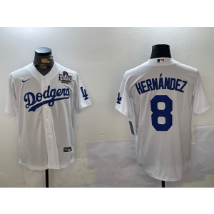MLB Dodgers 8 Hernandez White 2024 World Series Nike Cool Base Men Jersey MLB Dodgers 8 Hernandez White 2024 World Series Nike Cool Base Men Jersey