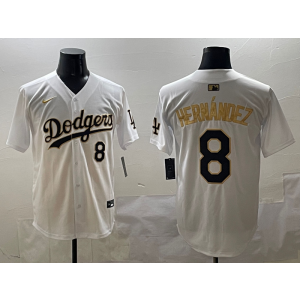 MLB Dodgers 8 Hernandez White Gold Nike Cool Base Men Jersey MLB Dodgers 8 Hernandez White Gold Nike Cool Base Men Jersey