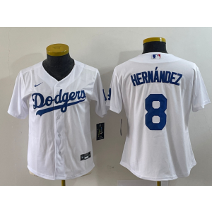 MLB Dodgers 8 Hernandez White Nike Cool Base Women Jersey MLB Dodgers 8 Hernandez White Nike Cool Base Women Jersey