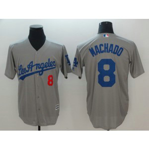 MLB Dodgers 8 Manny Machado Gray Cool Base Men Jersey
