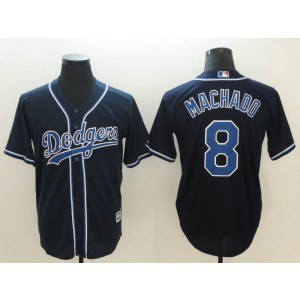 MLB Dodgers 8 Manny Machado Navy Throwback Men Jersey