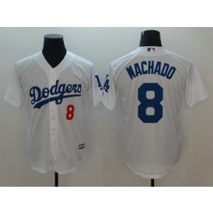 MLB Dodgers 8 Manny Machado White Cool Base Men Jersey