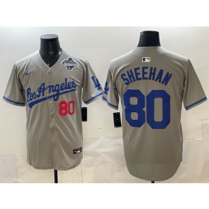 MLB Dodgers 80 Sheehan Grey 2025 World Series Champion Nike Cool Base Men Jersey