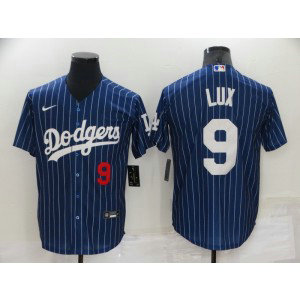 MLB Dodgers 9 Gavin Lux Blue Nike Cool Base Men Jersey