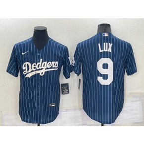 MLB Dodgers 9 Gavin Lux Navy Cool Base Men Jersey