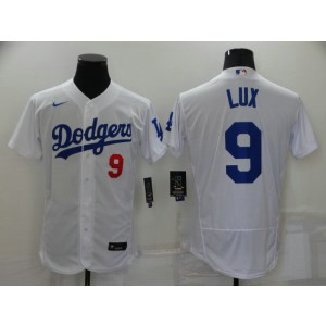 MLB Dodgers 9 Gavin Lux White Nike FlexBase Men Jersey